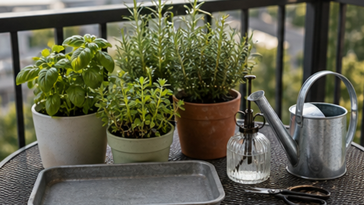 How to Set Up a Balcony Herb Care Tray
