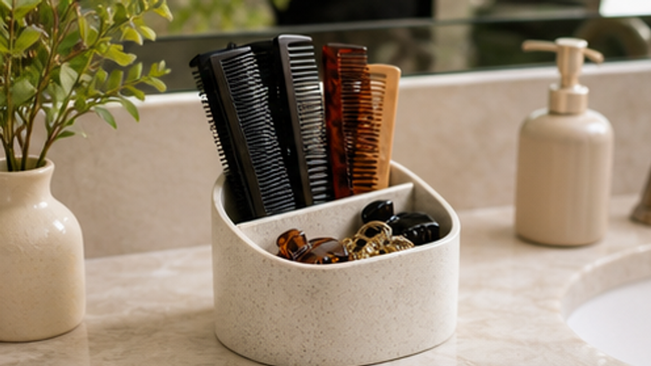 How to Organize a Bathroom Comb and Hair Clip Cup