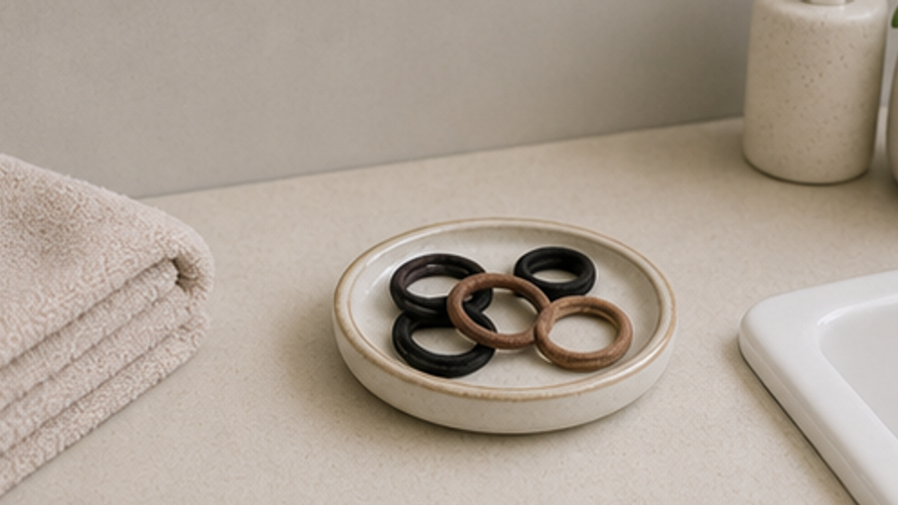 How to Organize a Bathroom Hair Tie Drying Ring Dish