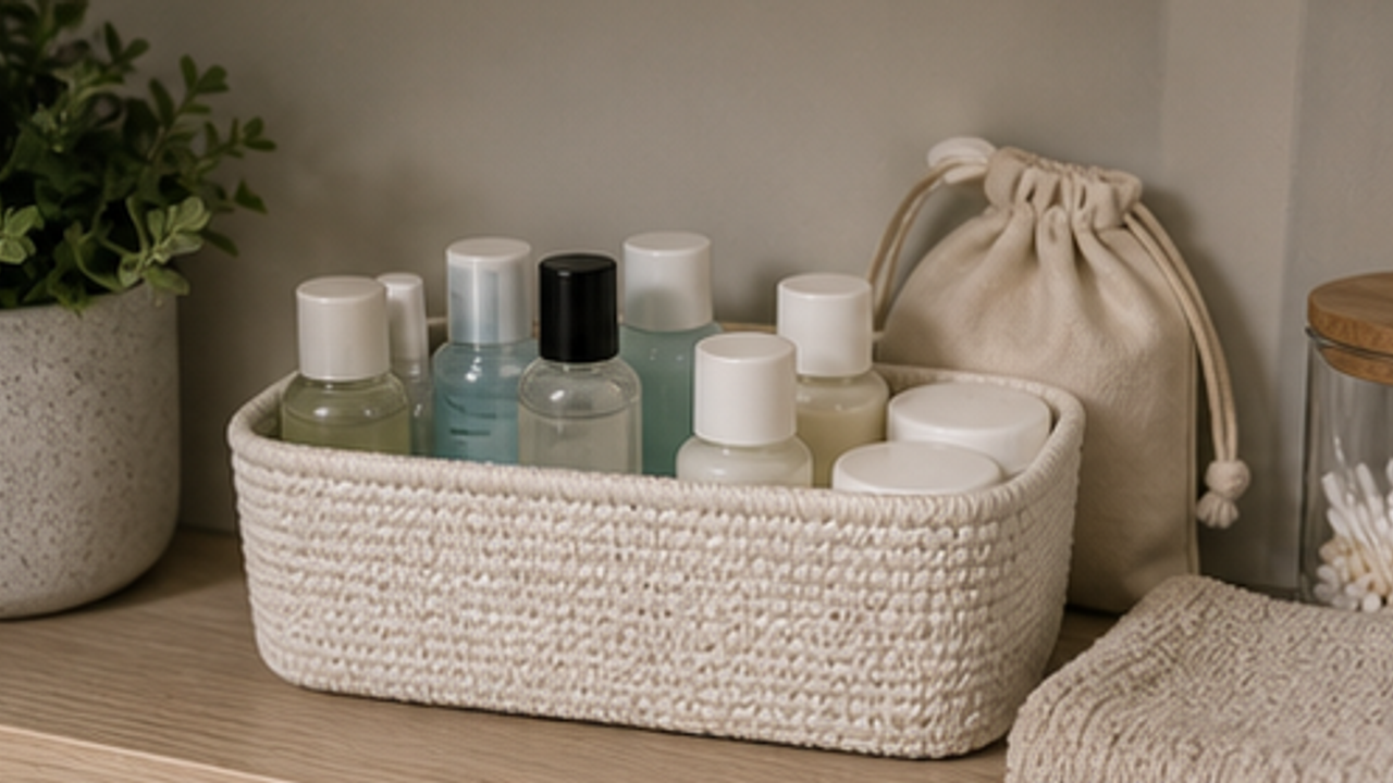 How to Organize a Bathroom Travel Sample Basket