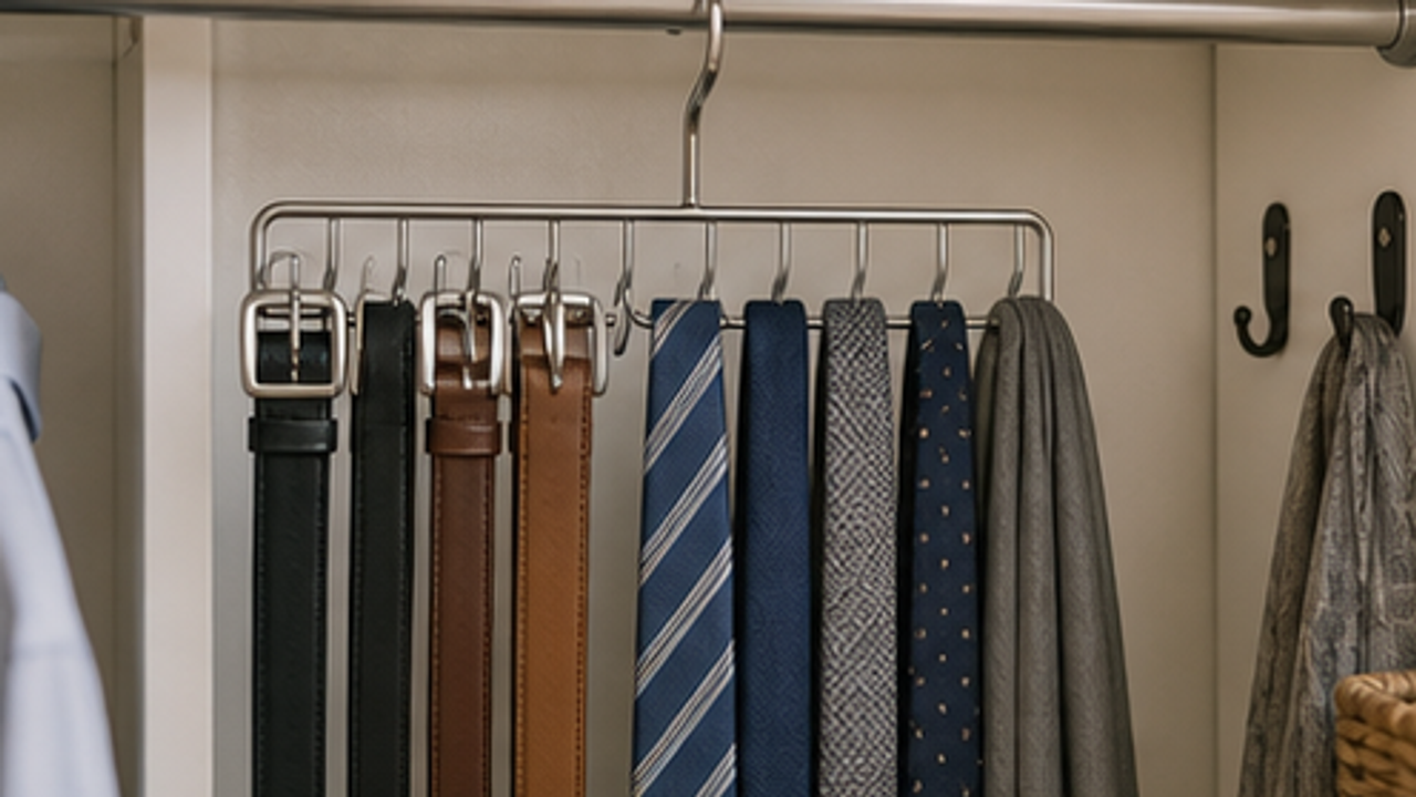 How to Organize a Closet Belt and Tie Hanger