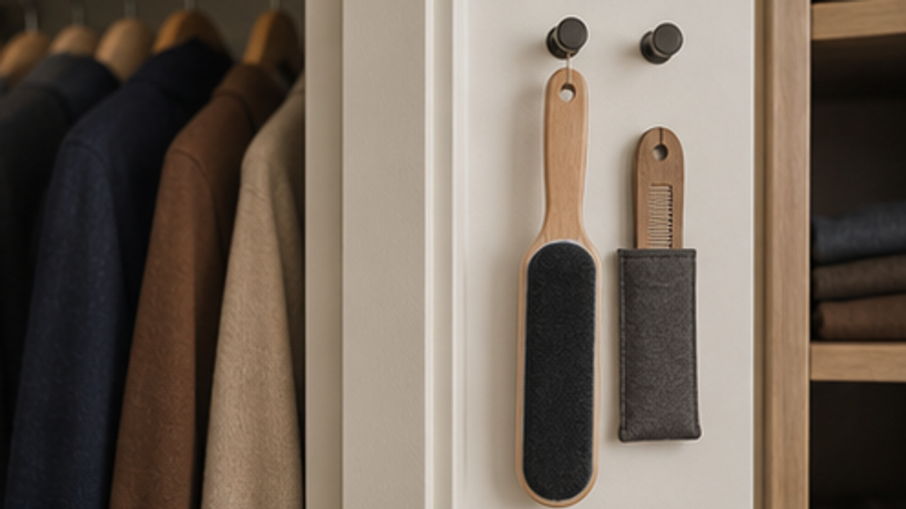 How to Set Up a Closet Clothes Lint Brush Hanging Spot