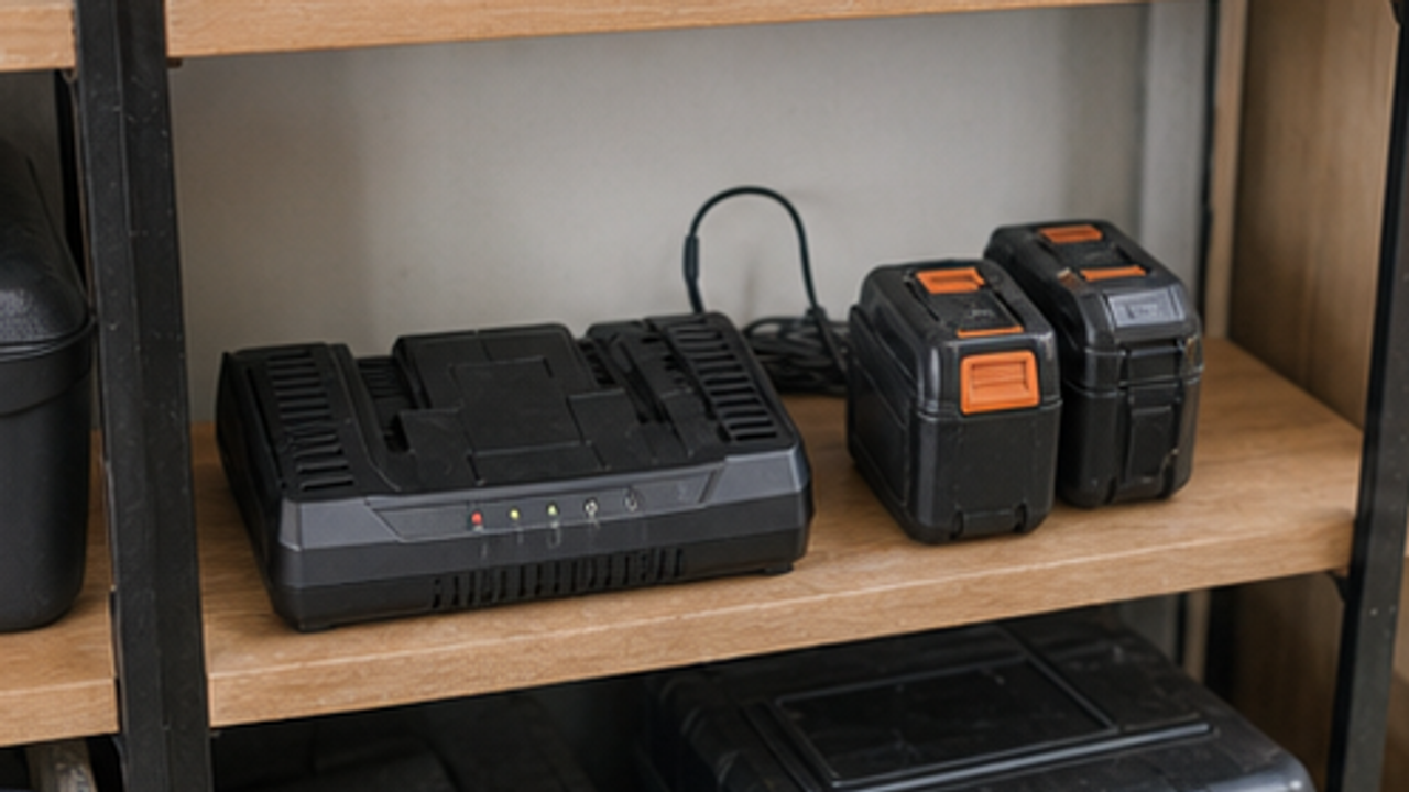 How to Organize a Cordless Tool Battery Charging Shelf