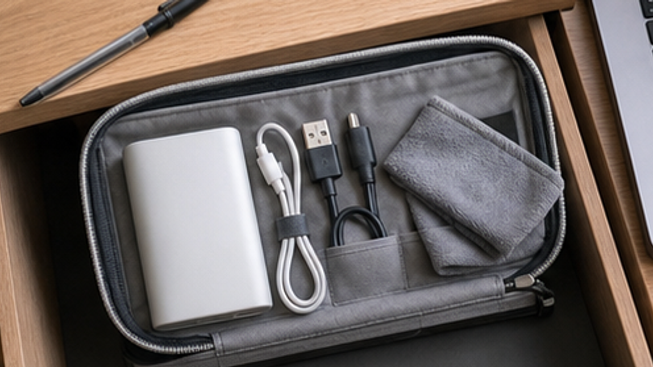 How to Set Up a Desk Portable Charger Cable Pouch