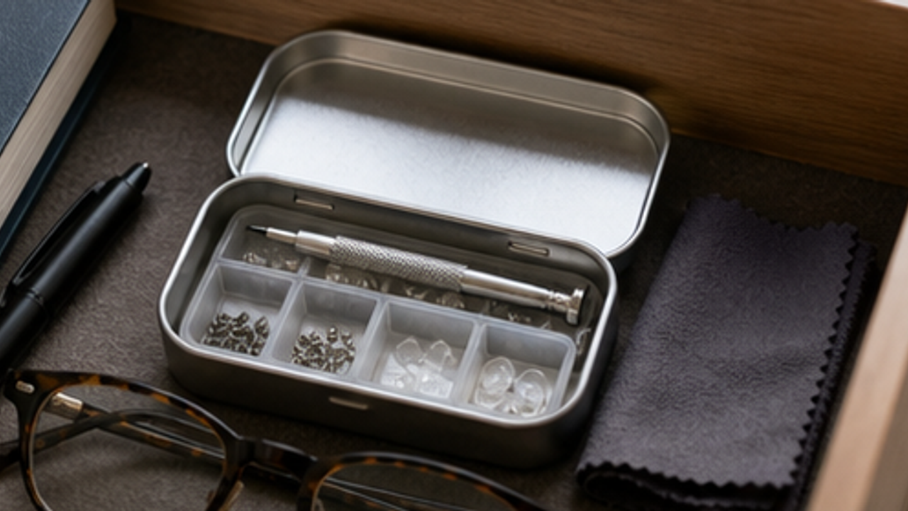 How to Prepare a Desk Spare Glasses Screw Kit Tin