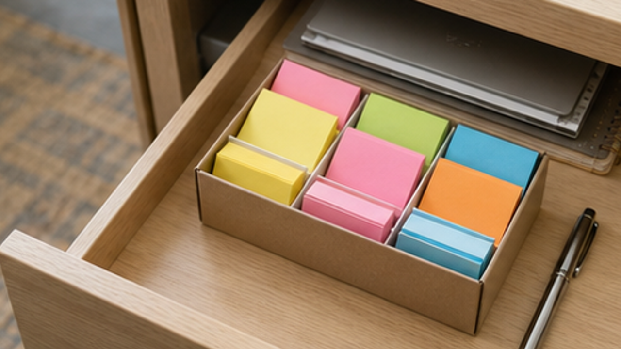 How to Organize a Desk Sticky-Note Divider Box