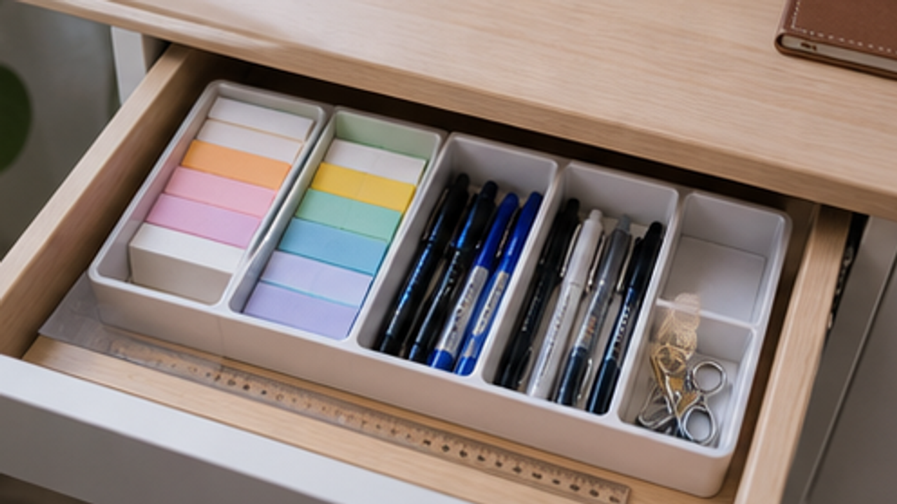 How to Organize a Desk Sticky Tab and Pen Drawer