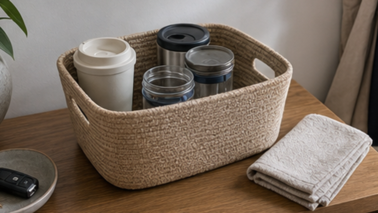 How to Set Up an Entryway Reusable Cup Return Basket