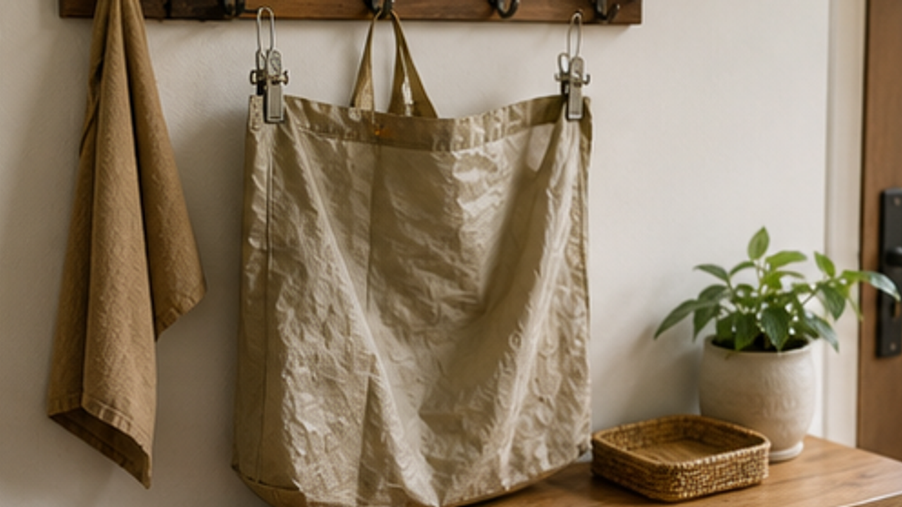 How to Set Up an Entryway Reusable Shopping Bag Drying Clip