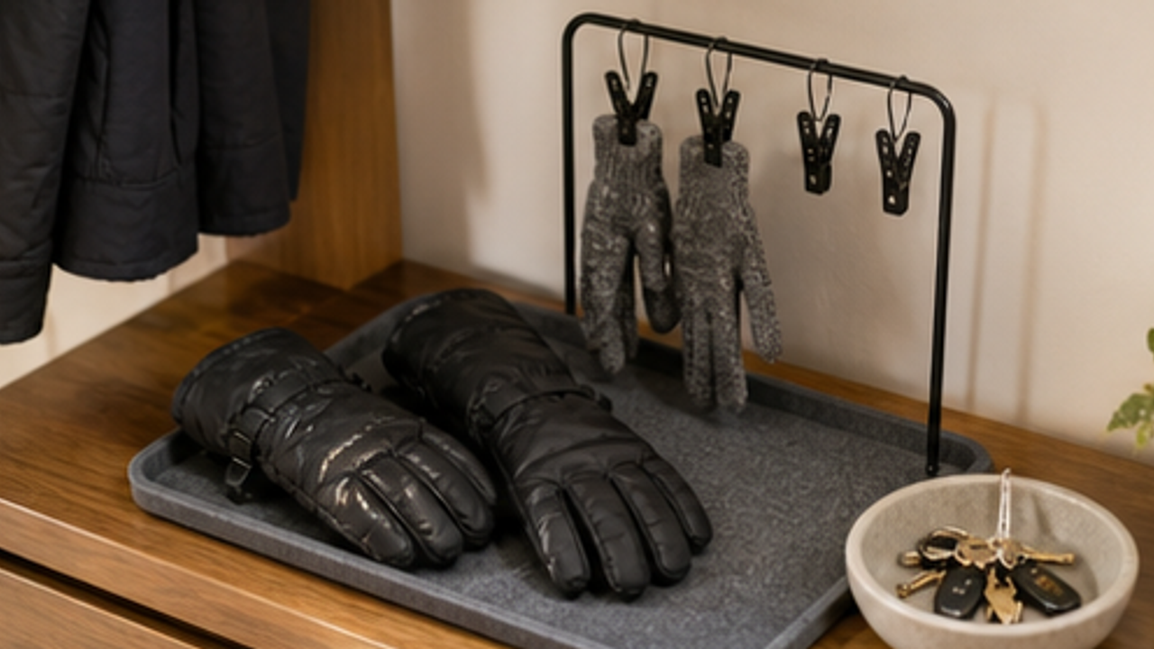 How to Set Up an Entryway Winter Glove Drying Tray