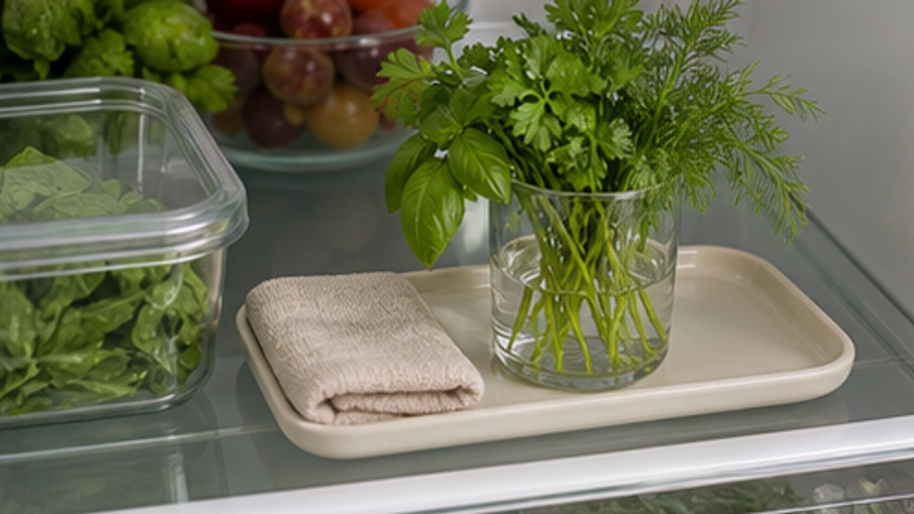 How to Organize a Fridge Herb-Stem Water Cup Tray