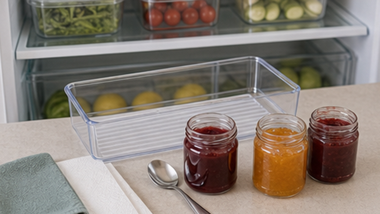 How to Organize Opened Jam Jars in a Fridge Front Bin