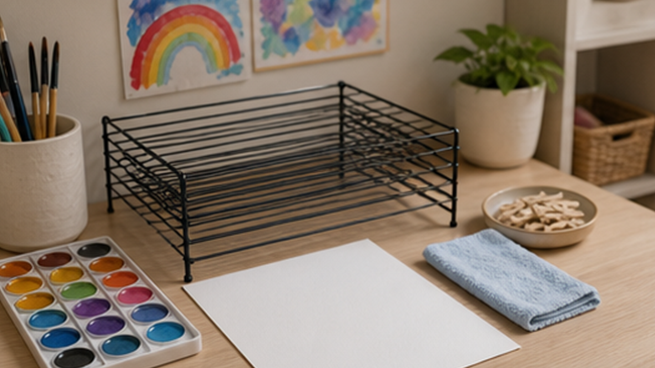How to Set Up a Kids Art Drying Rack