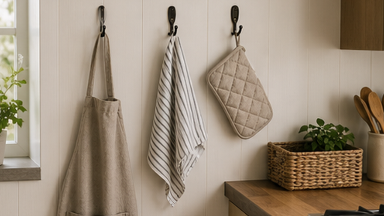 How to Prepare a Kitchen Apron and Towel Hook Zone