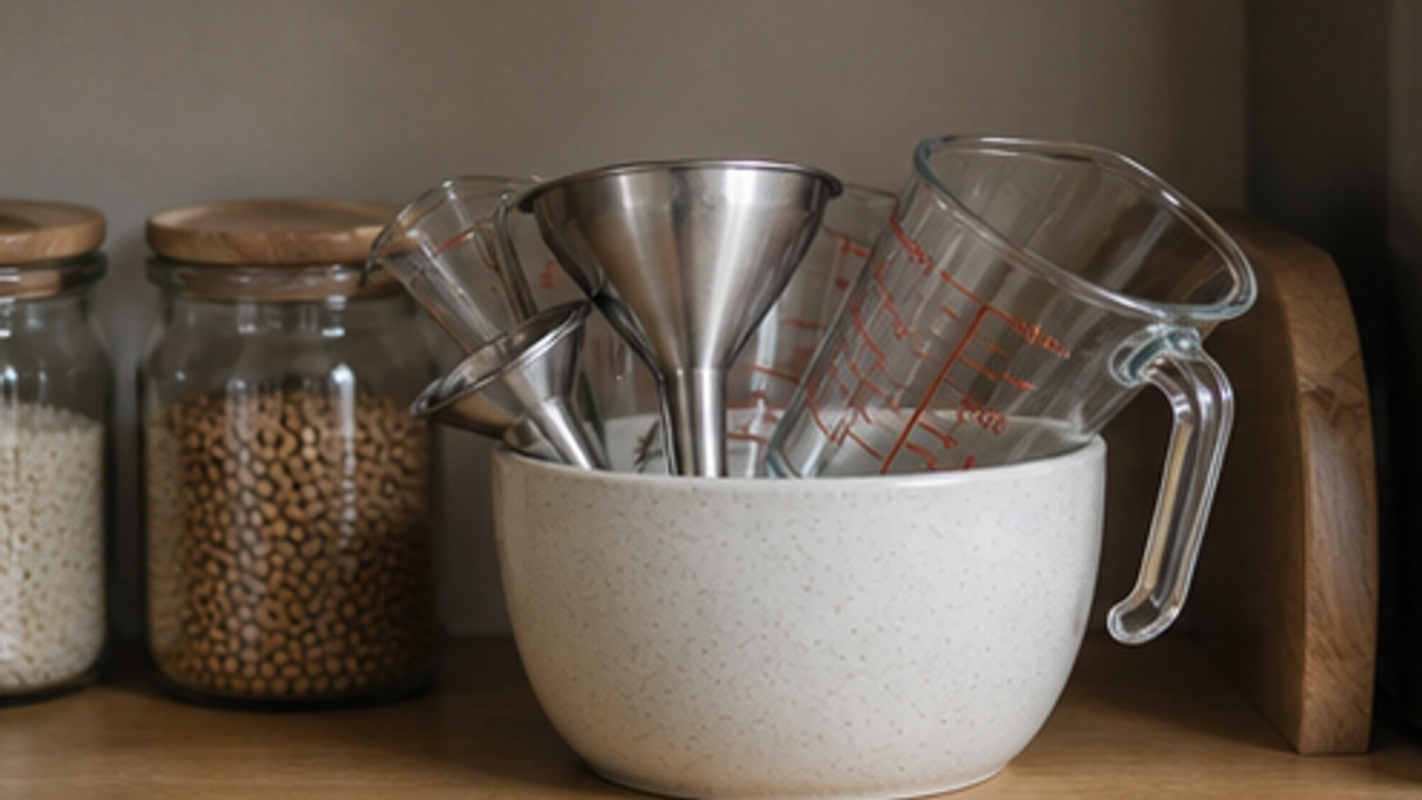 How to Organize a Kitchen Jar Funnel Cup