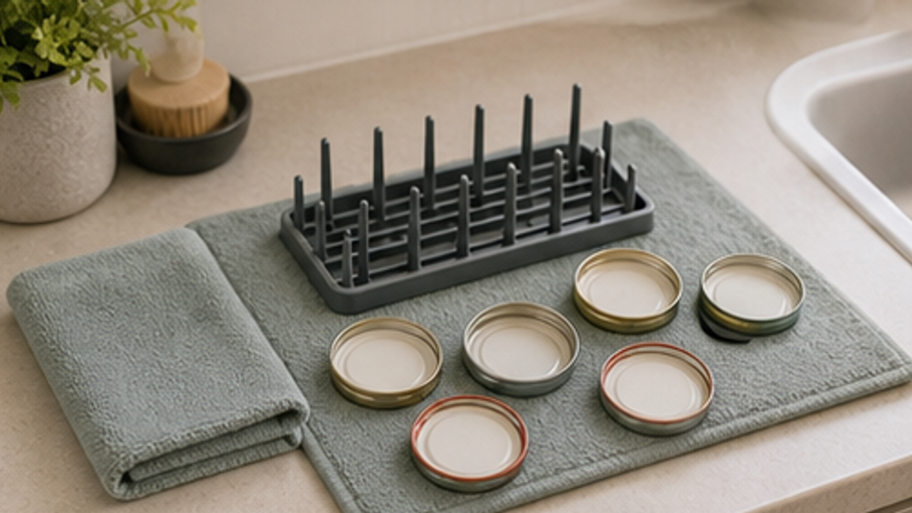 How to Set Up a Kitchen Jar Lid Drying Rack