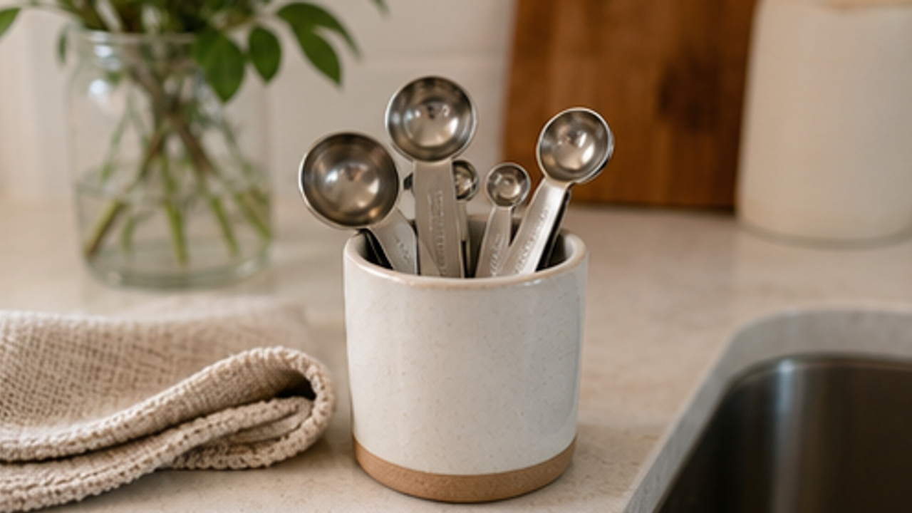 How to Set Up a Kitchen Measuring Spoon Rinse Cup