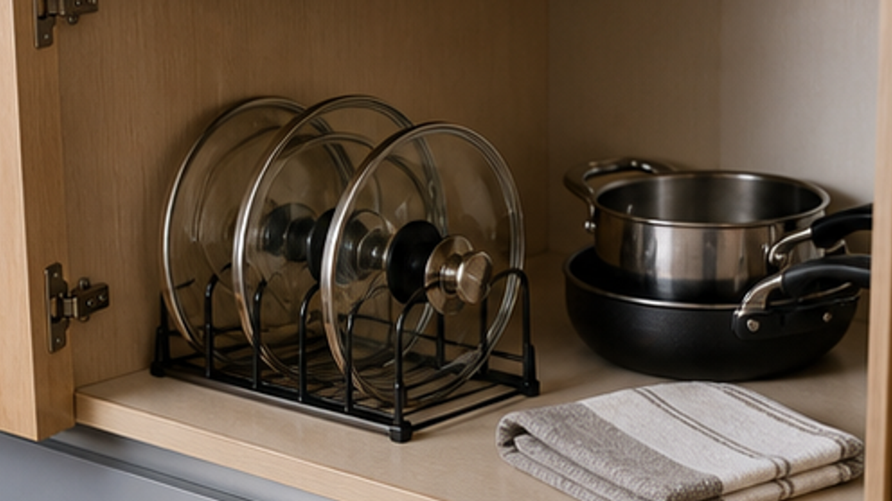 How to Organize Kitchen Pot Lids on a Rack