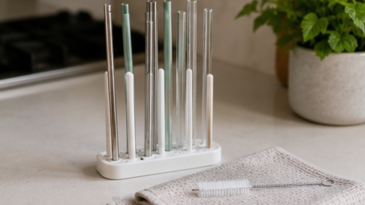 How to Organize a Kitchen Reusable Straw Drying Stand