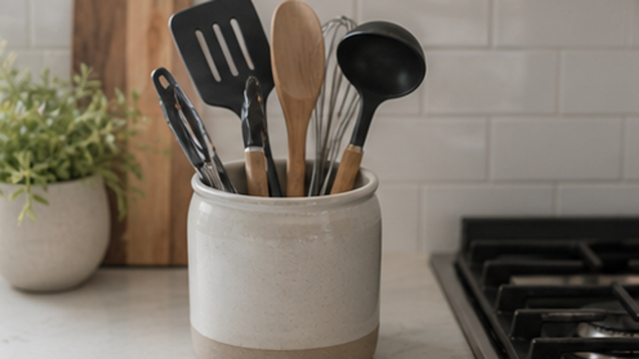 How to Organize a Kitchen Spatula and Ladle Crock
