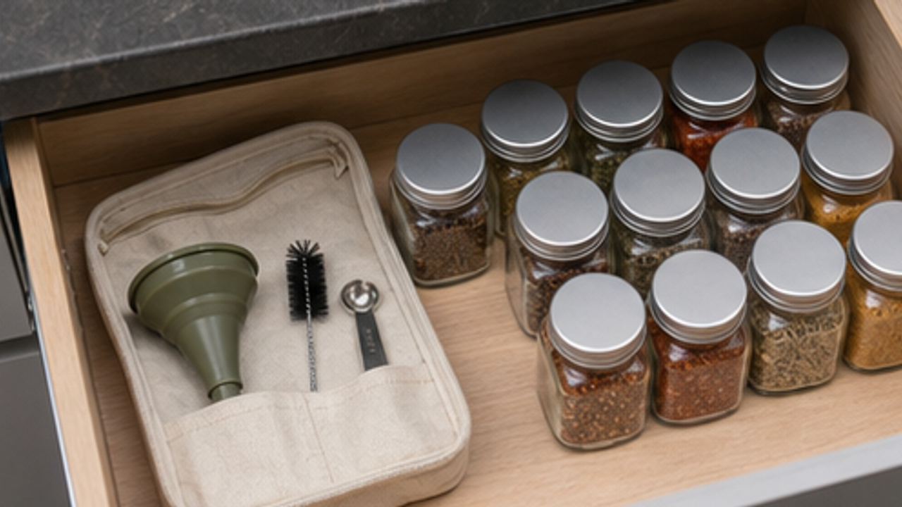 How to Organize a Kitchen Spice Refill Funnel Pouch