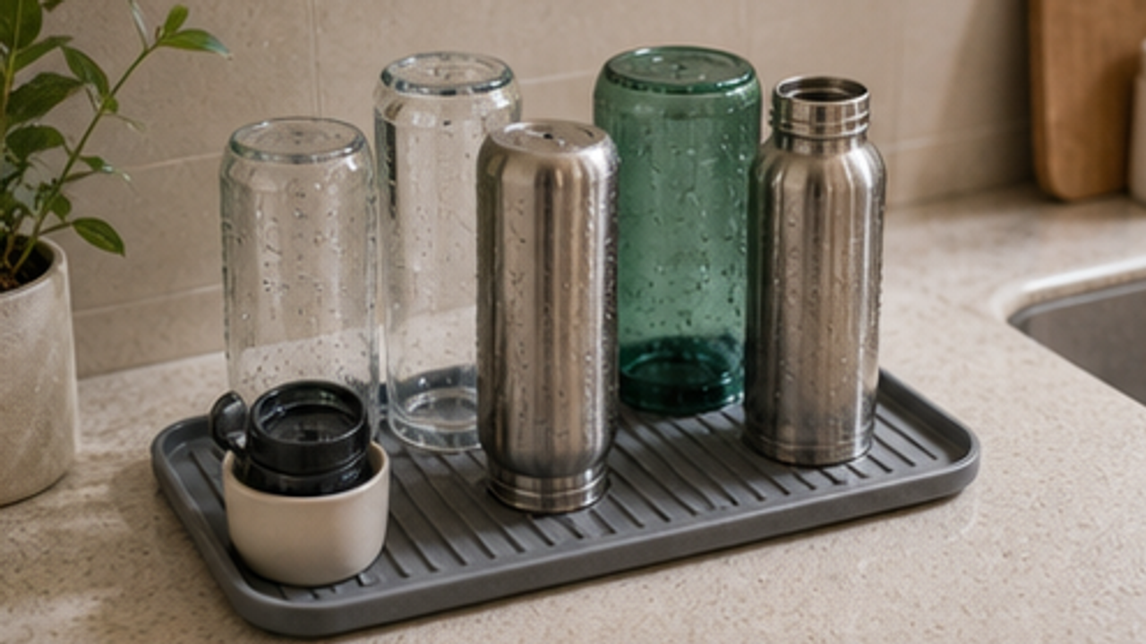 How to Set Up a Kitchen Water Bottle Drying Tray