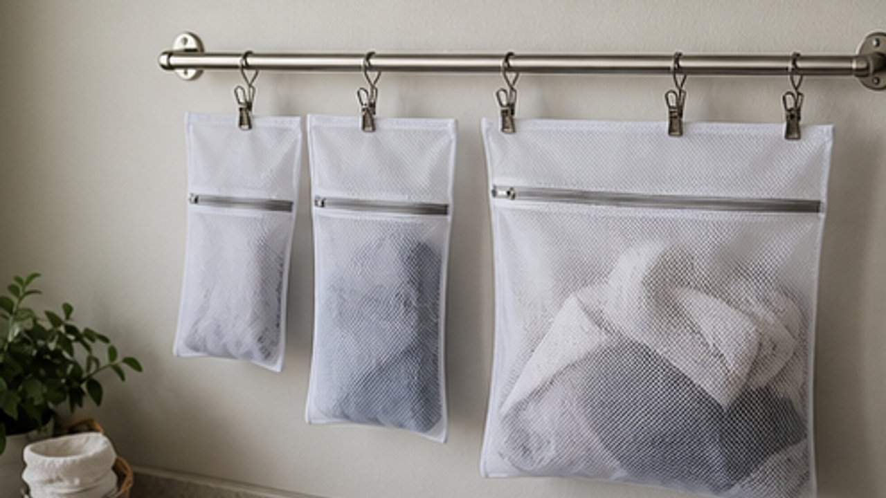 How to Organize a Laundry Mesh Bag Clip Rail