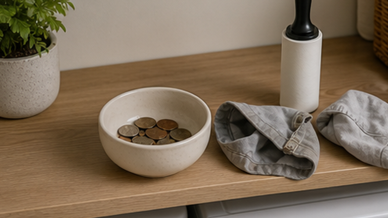 How to Set Up a Laundry Pocket-Check Coin Bowl
