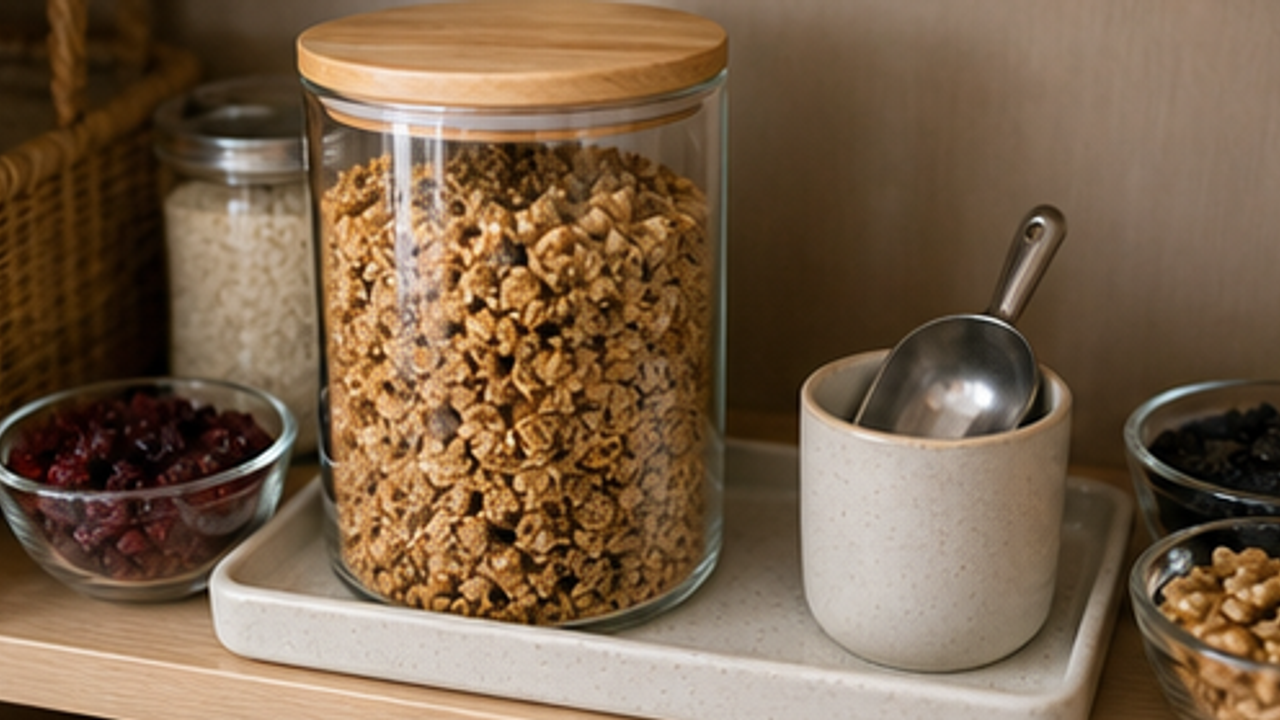 How to Prepare a Pantry Breakfast Granola Scoop Jar