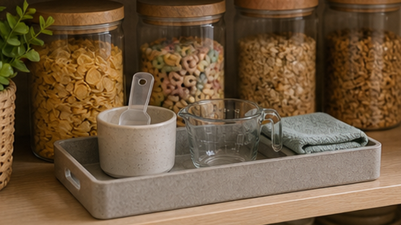 How to Set Up a Pantry Cereal Scoop and Measuring Cup Tray