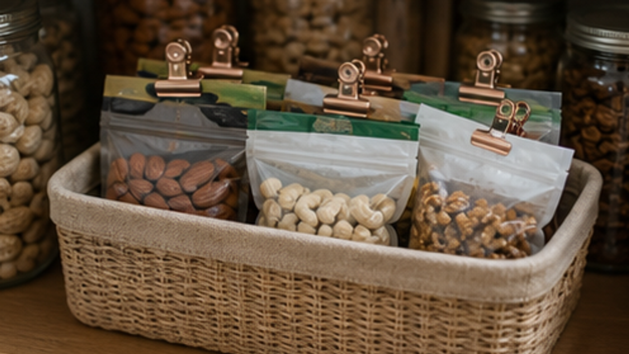 How to Organize a Pantry Opened Nut Bag Clip Basket