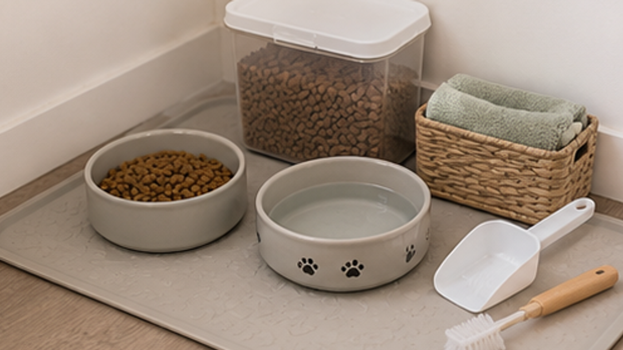 How to Set Up a Pet Feeding Cleanup Corner