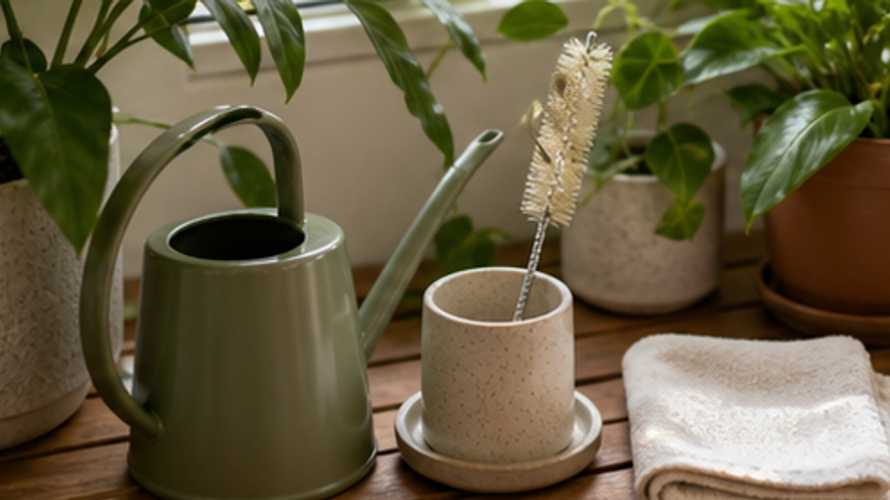 How to Set Up a Plant Watering Can Spout Brush Cup