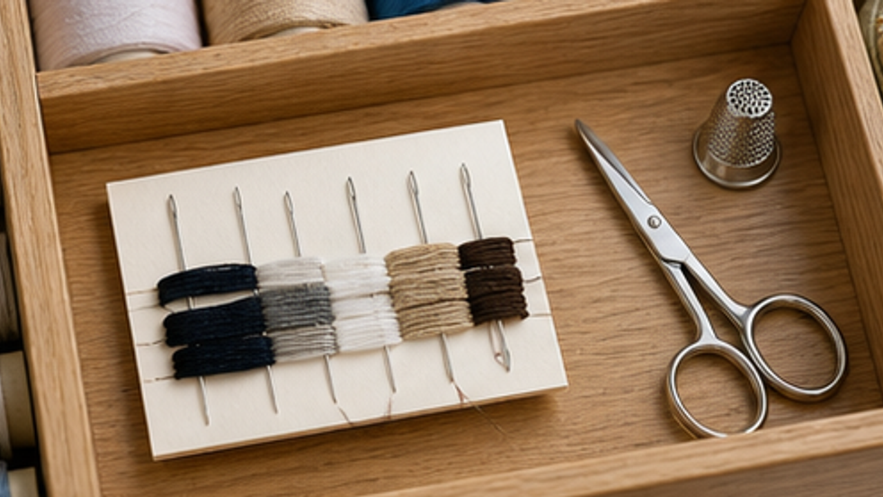 How to Prepare a Sewing Drawer Needle-Thread Emergency Card