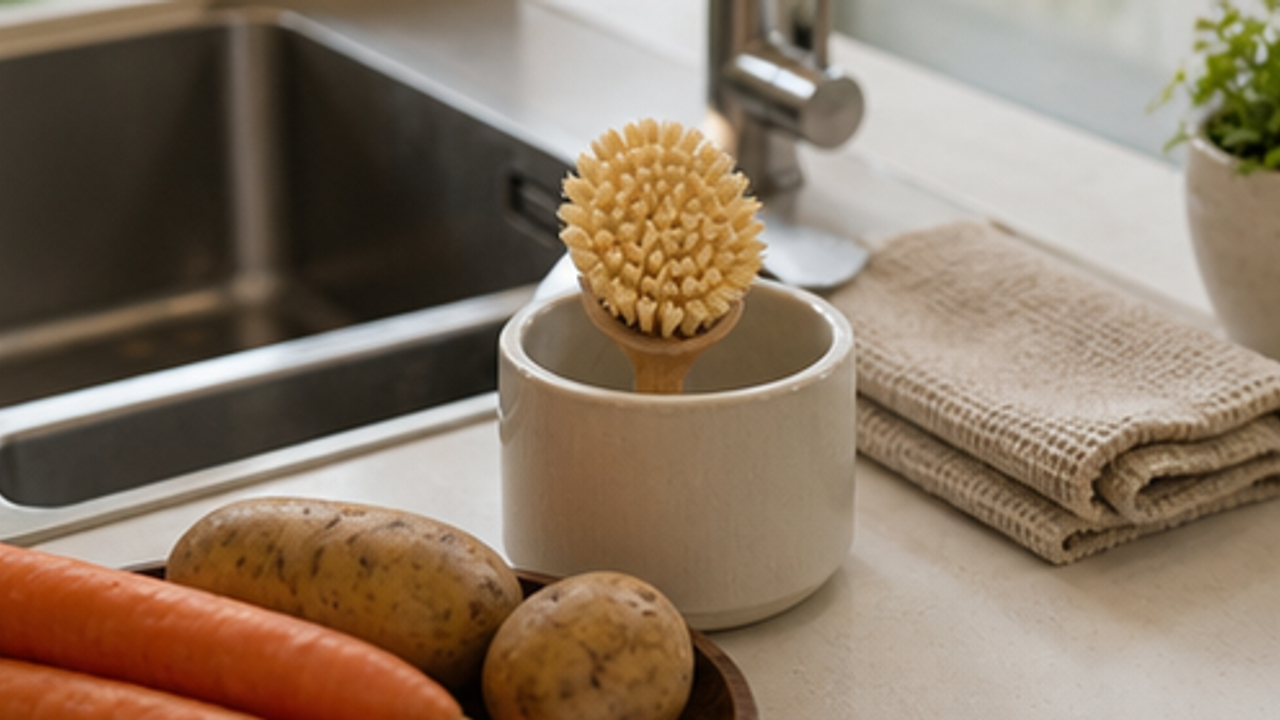 How to Set Up a Sink-Side Vegetable Scrub Brush Holder